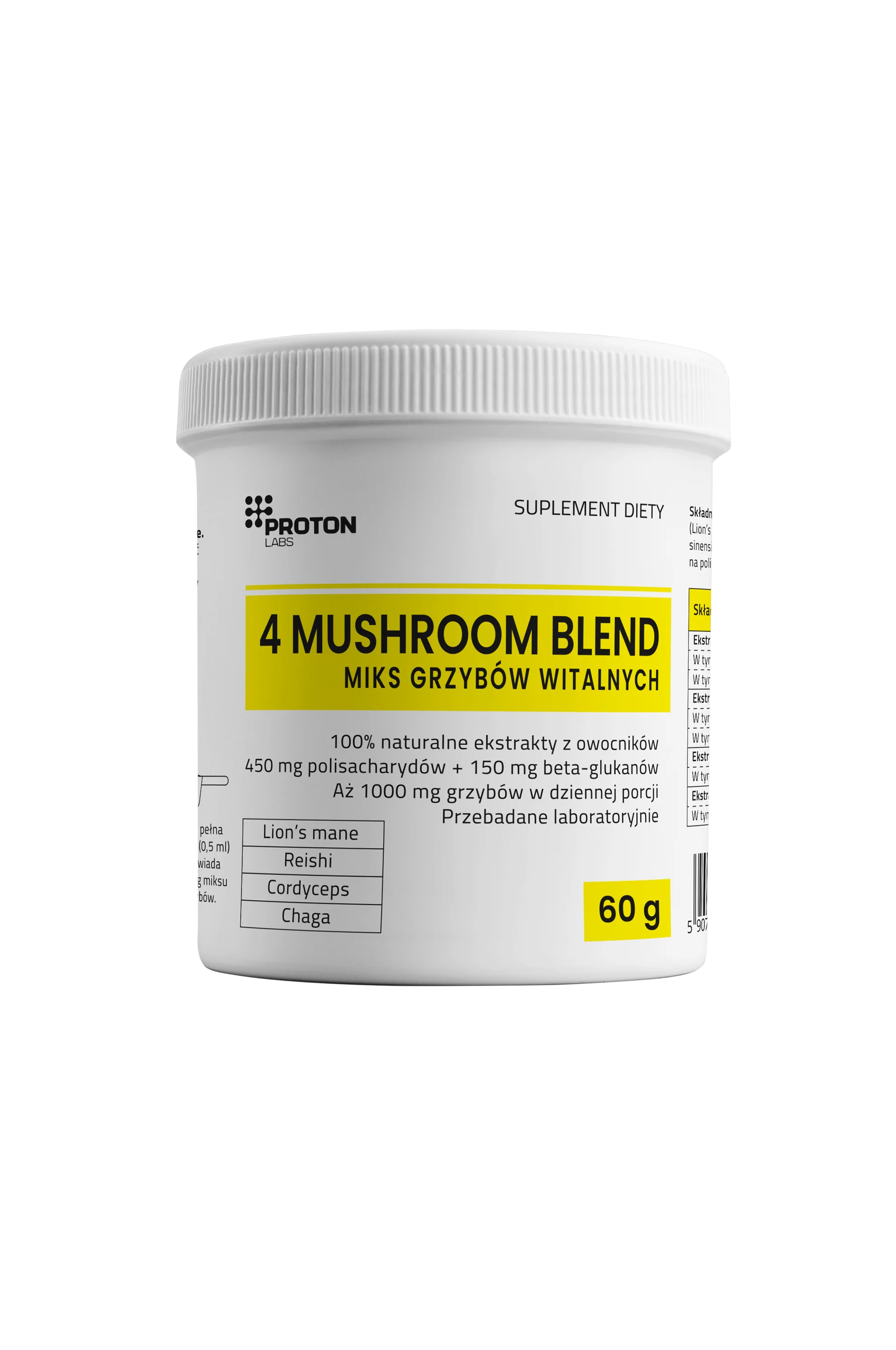 4 MUSHROOM BLEND (Lion's mane, Reishi, Cordyceps, Chaga) 60g proszek - Image 2