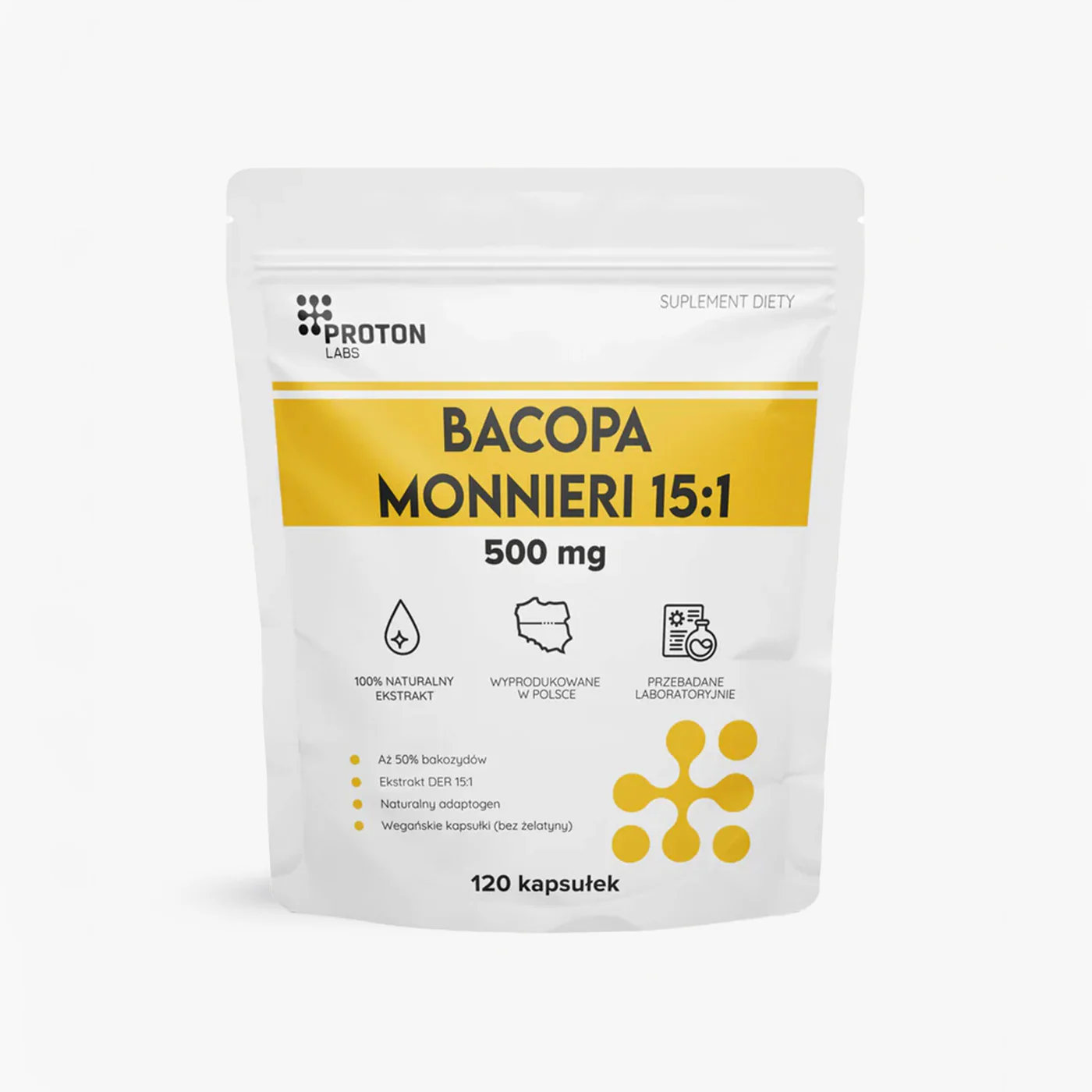 Bacopa Monnieri 500 mg DER 15:1 (50% bakozydów) 120 kapsułek