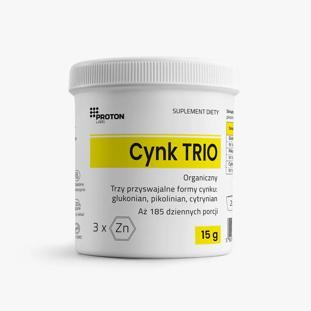 Cynk TRIO, 3 formy organicznego cynku - proszek 15g (185 porcji)