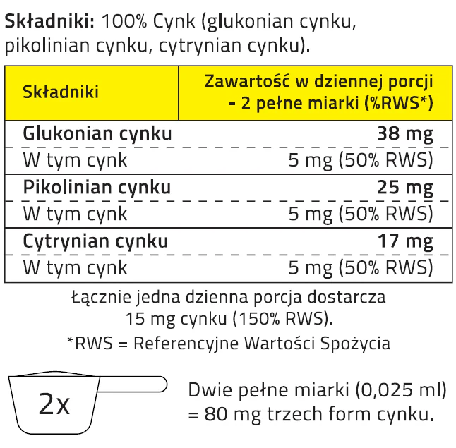 Cynk TRIO, 3 formy organicznego cynku - proszek 15g (185 porcji) - Image 3