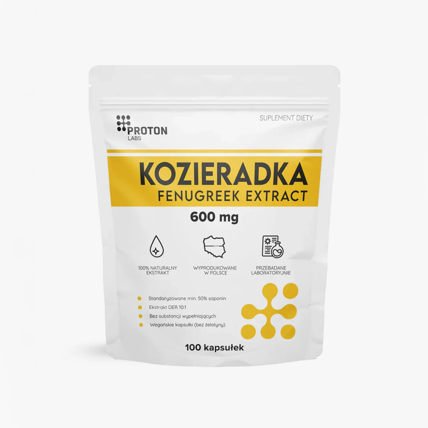 KOZIERADKA 600 mg ekstrakt DER 10:1 FENUGREEK 50% saponin 100 kaps