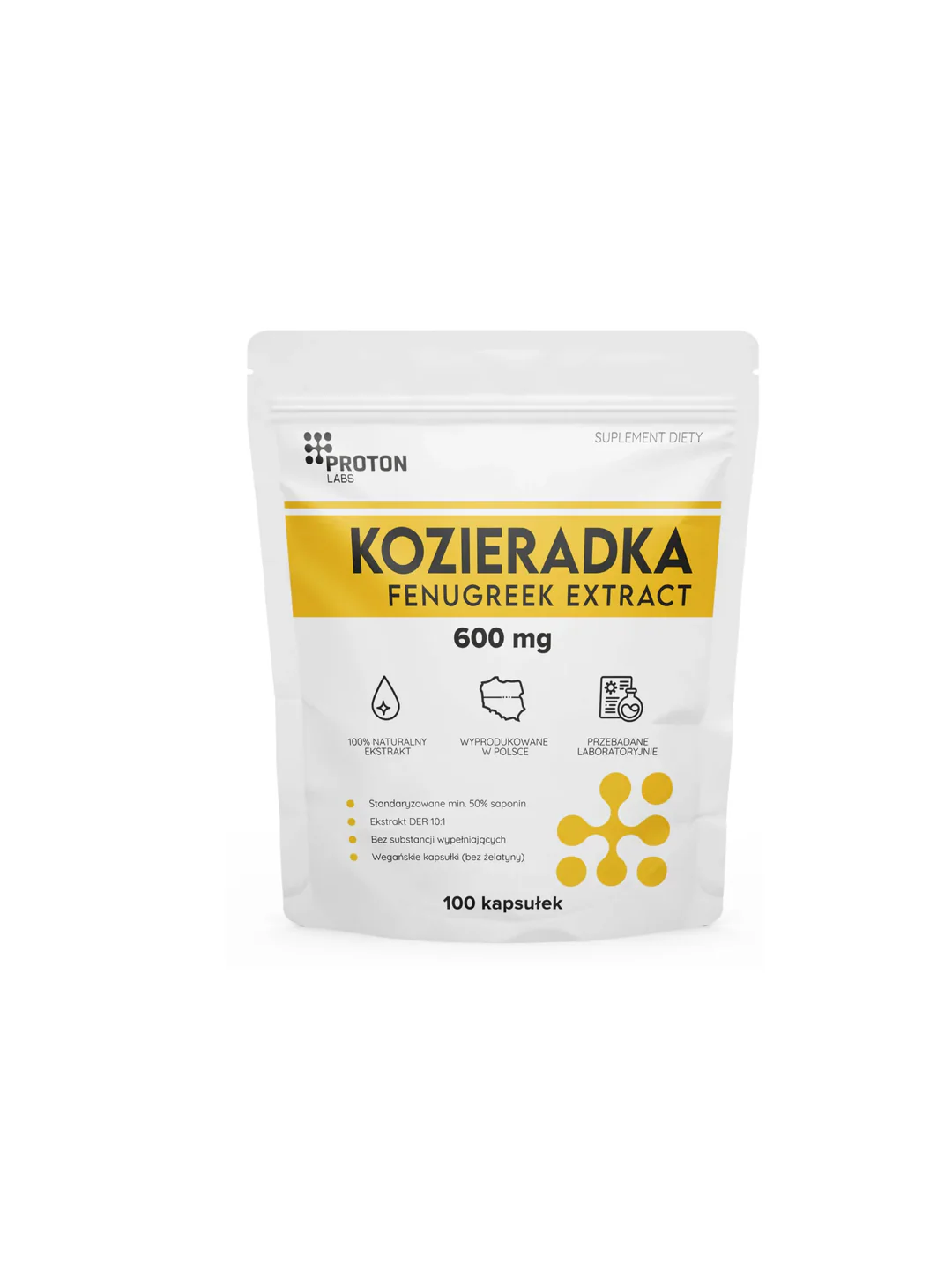KOZIERADKA 600 mg ekstrakt DER 10:1 FENUGREEK 50% saponin 100 kaps - Image 2