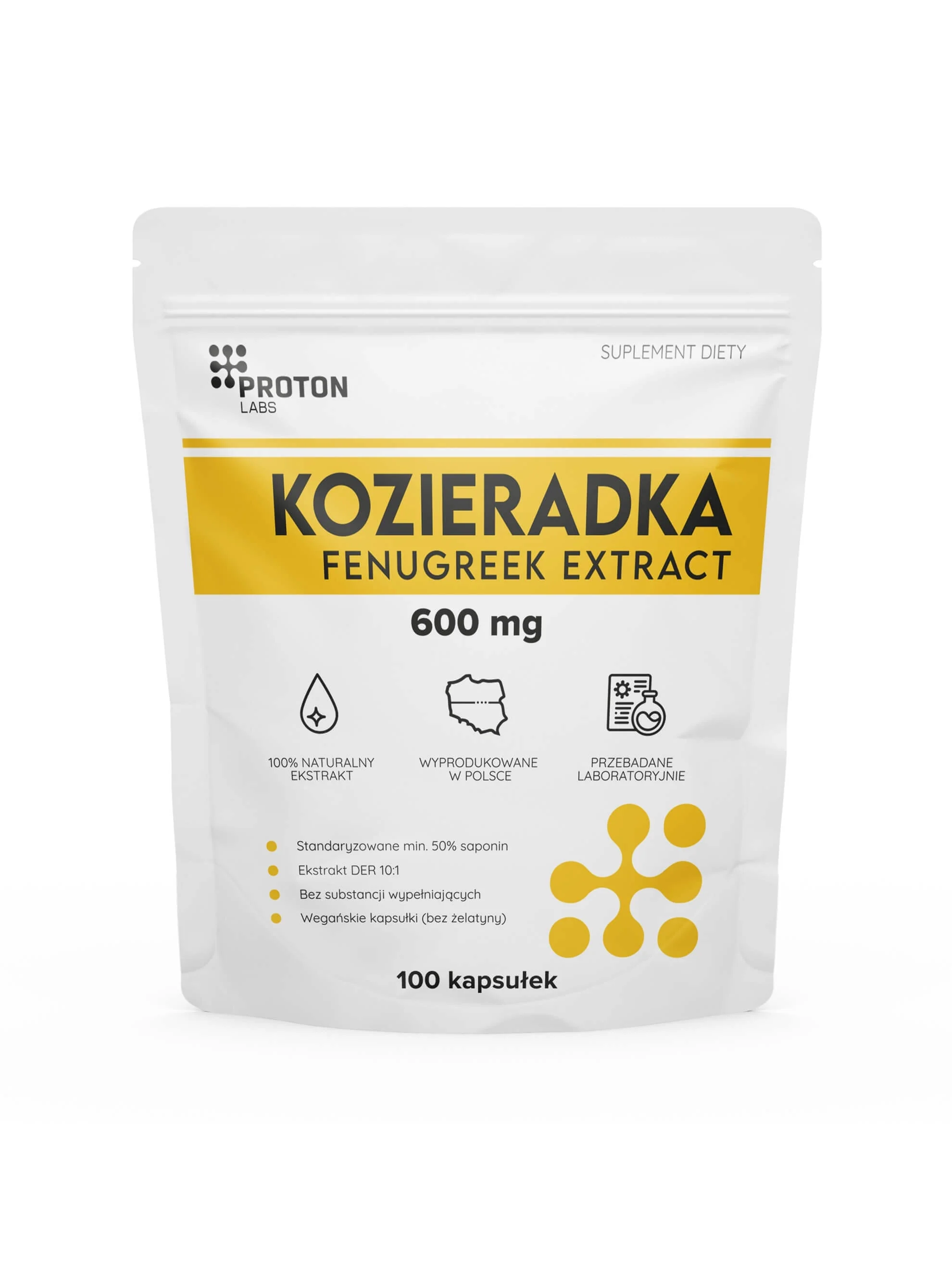 KOZIERADKA 600 mg ekstrakt DER 10:1 FENUGREEK 50% saponin 100 kaps - Image 5