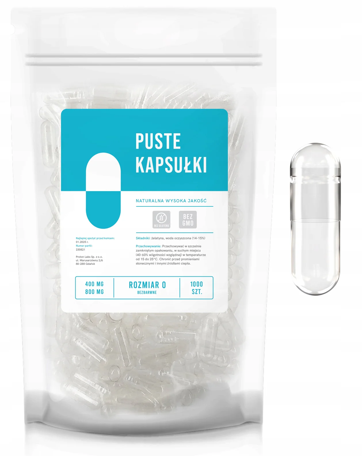 Puste kapsułki żelatynowe, bezbarwne - Image 10
