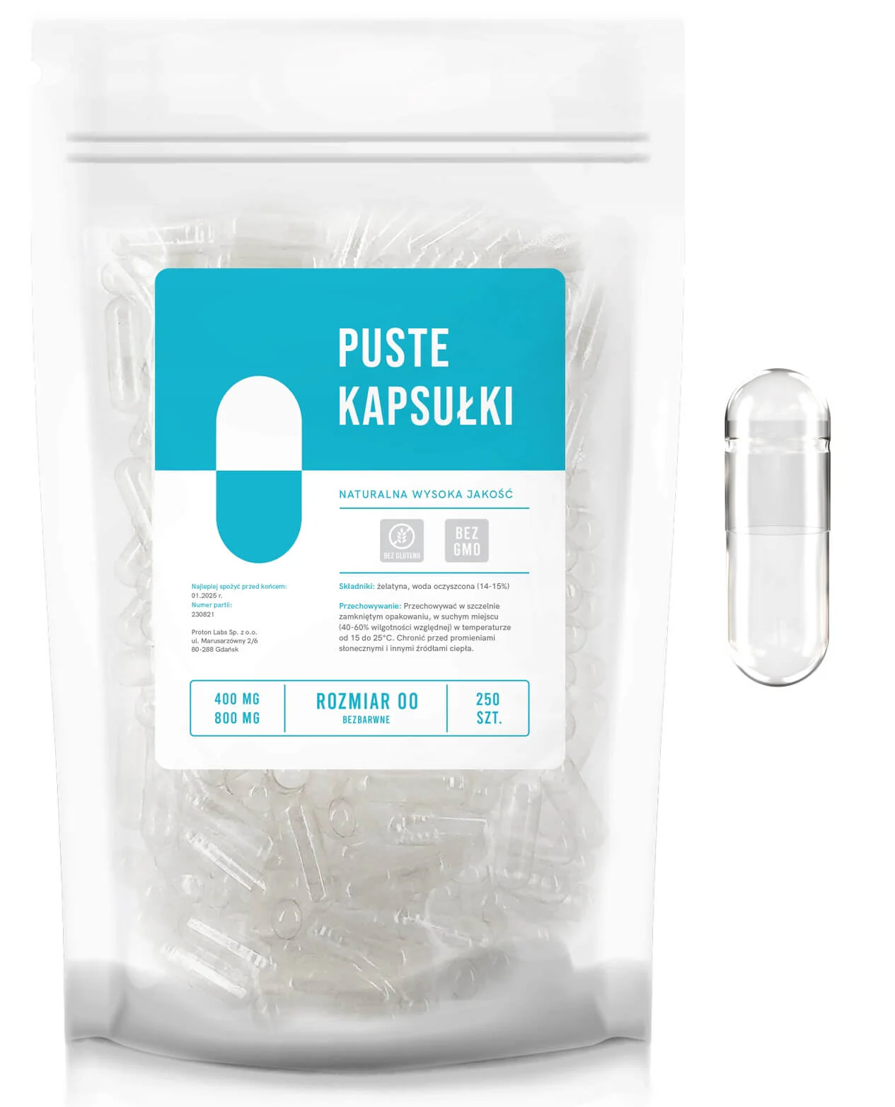Puste kapsułki żelatynowe, bezbarwne - Image 11