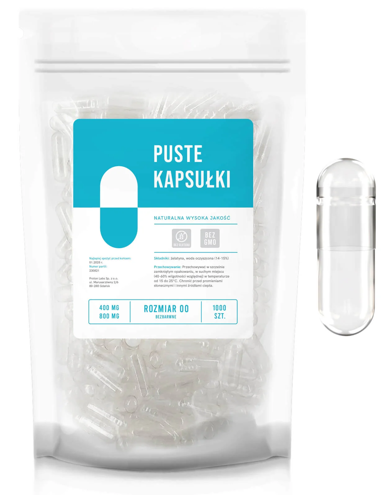 Puste kapsułki żelatynowe, bezbarwne - Image 12