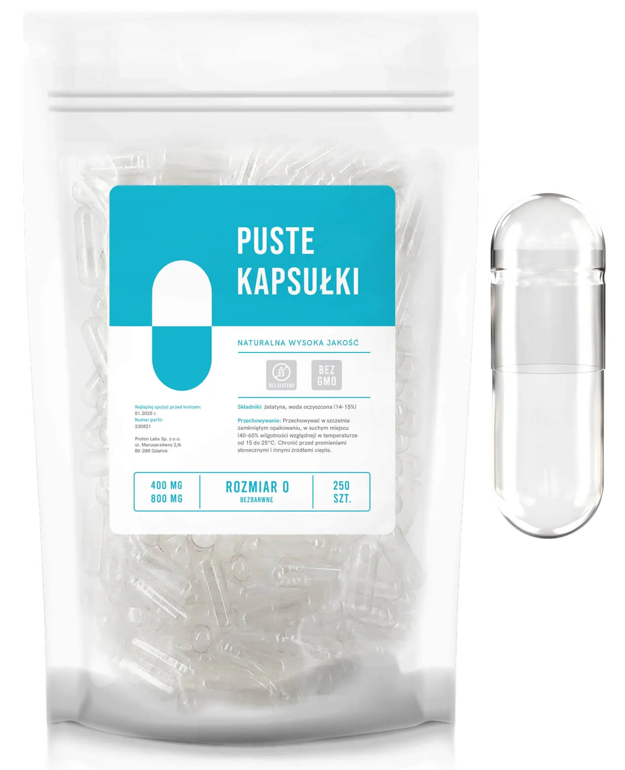 Puste kapsułki żelatynowe, bezbarwne - Image 9