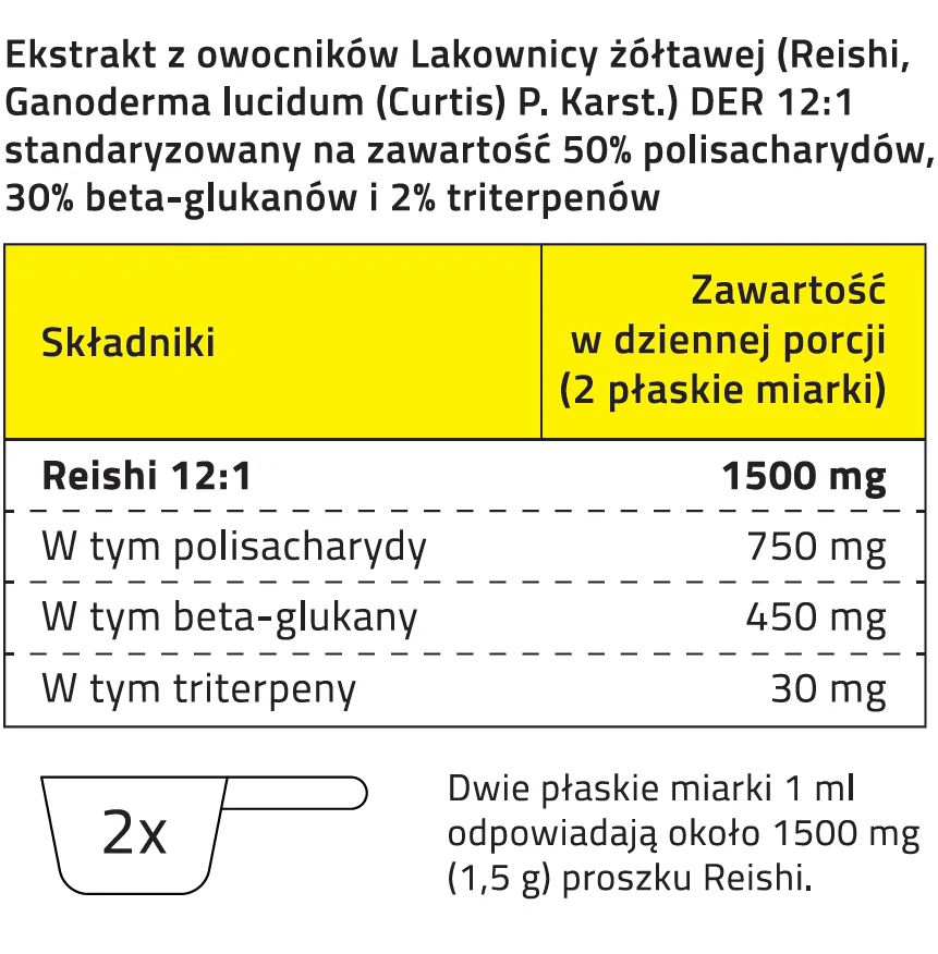 REISHI proszek ekstrakt DER 12:1 z owocników Ganoderma lucidum (50% polisacharydów, 30% beta-glukanów, 2% triterpenów!) - Image 3