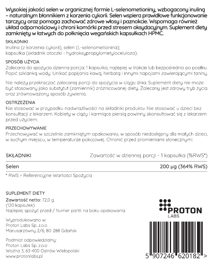 Selen organiczny 200 µg (L-selenometionina) 120 kapsułek - Image 3